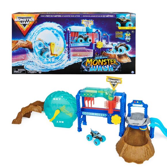 Monster Jam, Megalodon Monster Wash Playset with Color-Changing 1:64 Vehicle - Picture 3 of 6